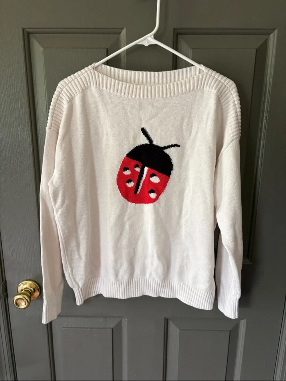 LOFT Boatneck 100% Cotton Ladybug Sweater - Picture 1 of 5
